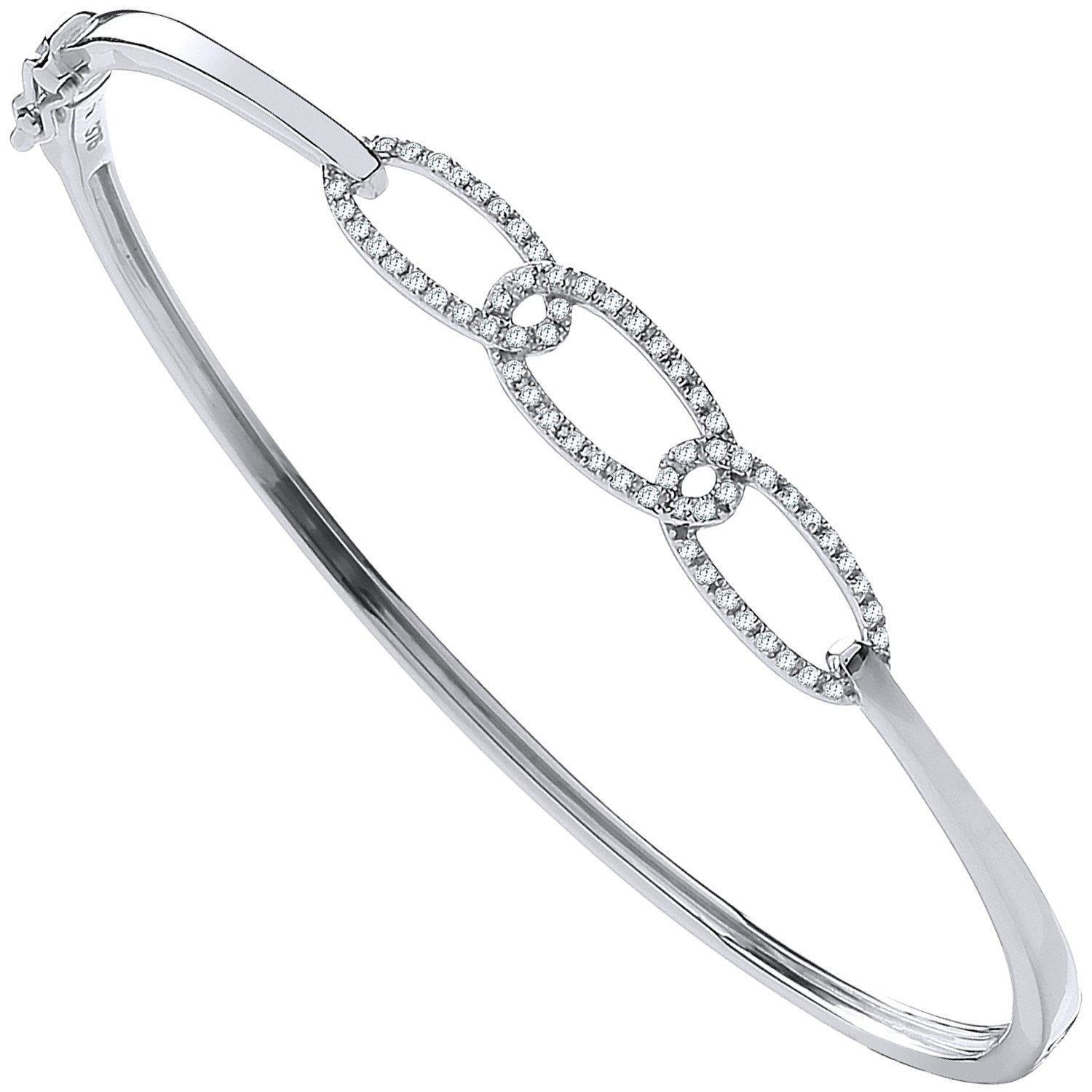 9ct White Gold 0.20ctw Chain Link Diamond Bangle - Fine Necklace - Certified Authentic – Luxury Jewellery by Imperial